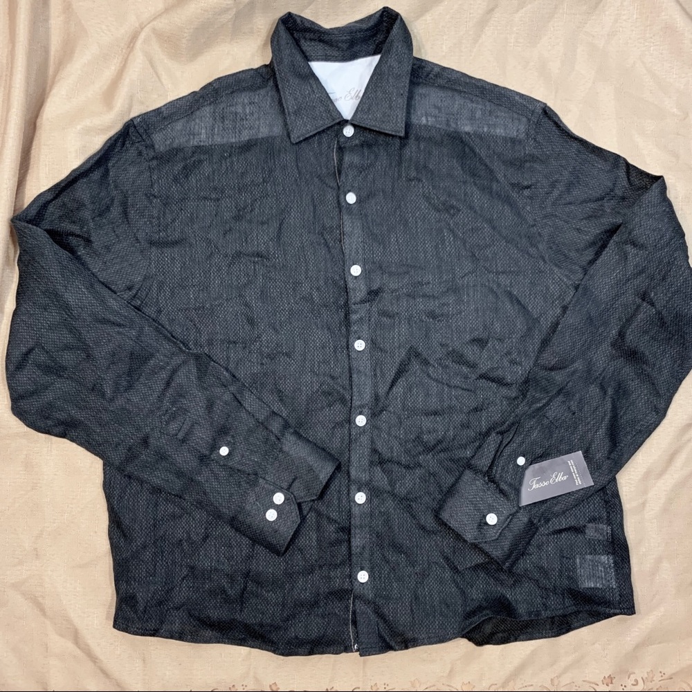 Tasso Elba Black Button-Down Casual Shirt